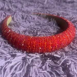 Women Faux Beaded Rhinestone Wide Headband